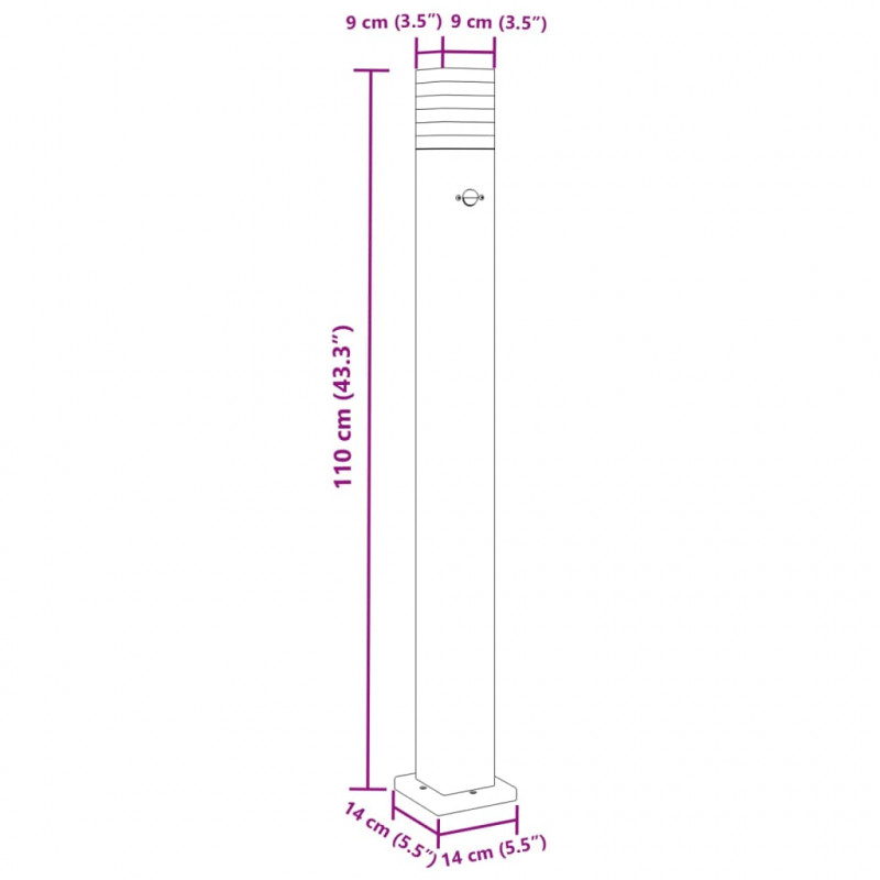 Zewnętrzna lampa stojąca z czujnikiem, czarna, 110 cm