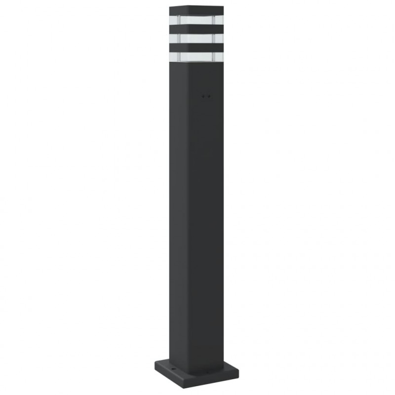 Zewnętrzna lampa stojąca z czujnikiem, czarna, 80 cm, aluminium