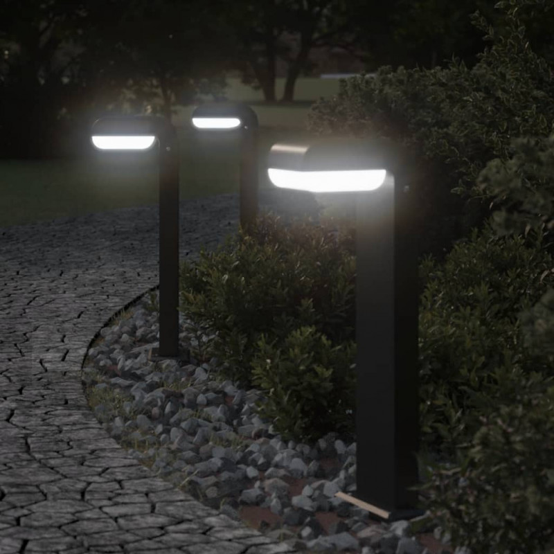 Zewnętrzne lampy stojące, 3 szt., czarne, 50 cm, aluminium