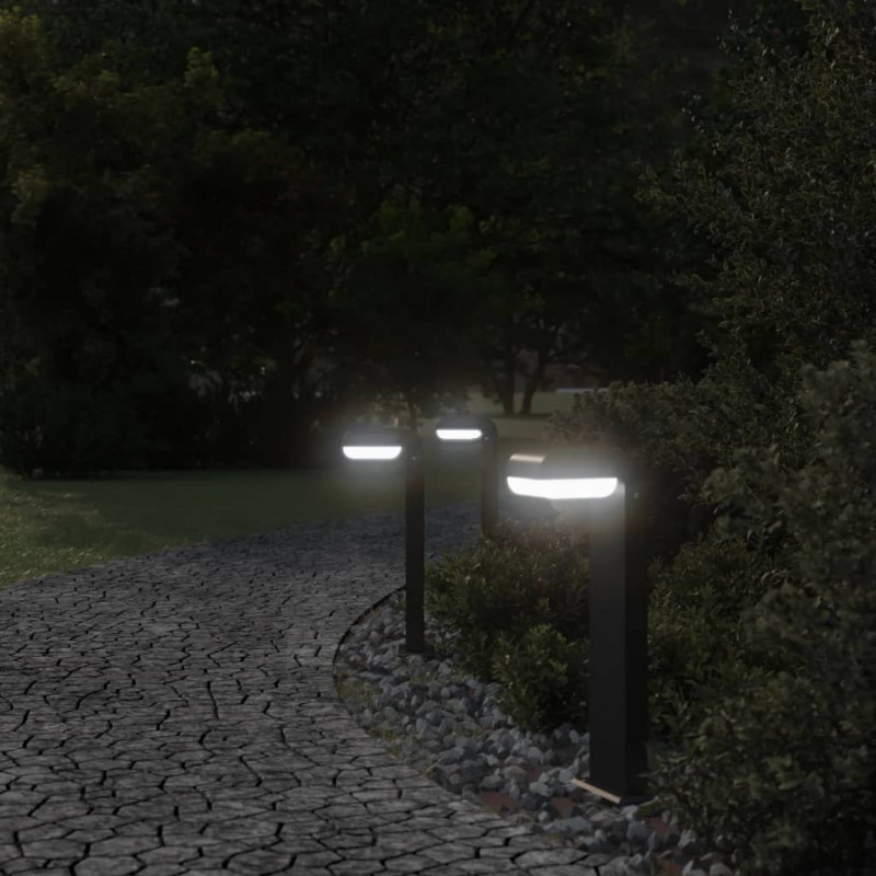 Zewnętrzne lampy stojące, 3 szt., czarne, 50 cm, aluminium
