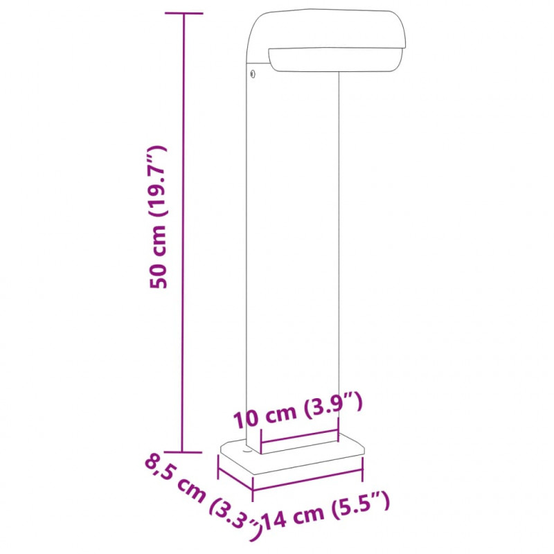 Zewnętrzne lampy stojące, 3 szt., czarne, 50 cm, aluminium