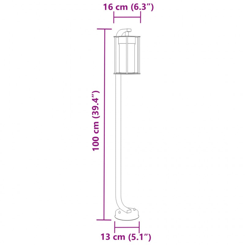 Lampa ogrodowa stojąca, czarna, 100 cm, stal nierdzewna