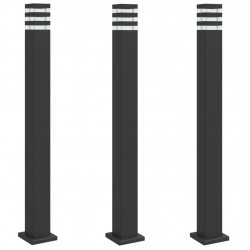 Zewnętrzne lampy stojące, 3 szt., czarne, 110 cm, aluminium