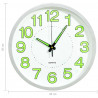 Fluorescencyjny zegar ścienny, biały, 30 cm