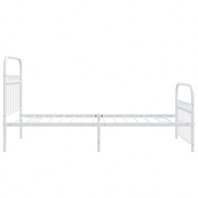 Metalowa rama łóżka z wezgłowiem i zanóżkiem, biała, 100x200 cm