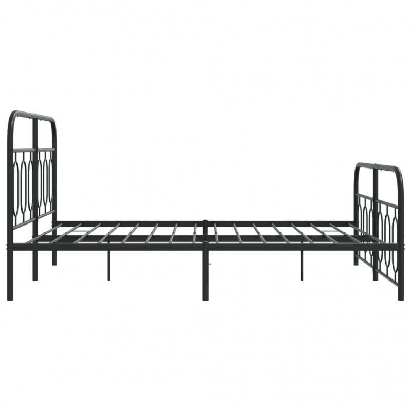 Metalowa rama łóżka z wezgłowiem i zanóżkiem, czarna, 135x190cm