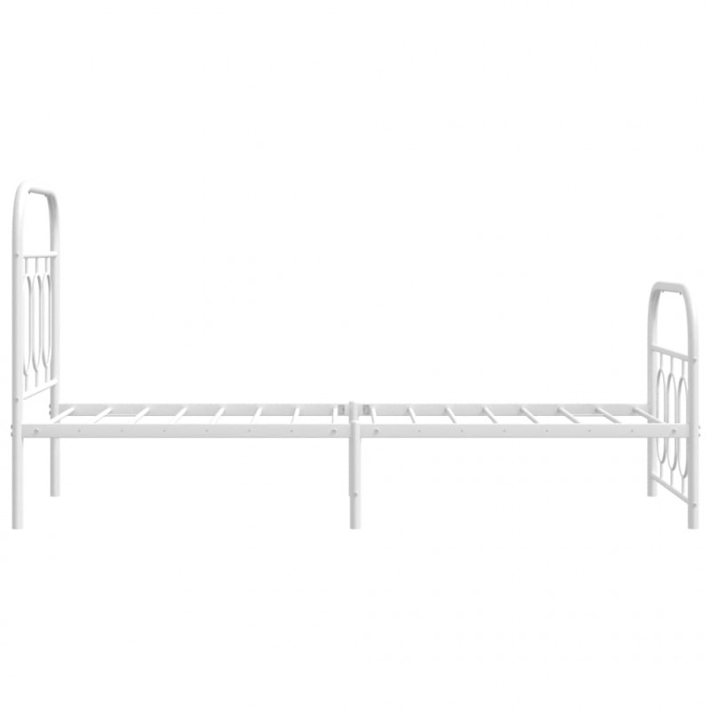 Metalowa rama łóżka z wezgłowiem i zanóżkiem, biała, 75x190 cm