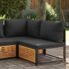 Ogrodowa sofa bez podłokietników, z poduszkami, drewno akacjowe