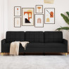 Sofa 3-osobowa, czarna, 210 cm, tapicerowana tkaniną
