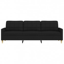 Sofa 3-osobowa, czarna, 210 cm, tapicerowana tkaniną