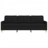 Sofa 3-osobowa, czarna, 210 cm, tapicerowana tkaniną