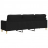 Sofa 3-osobowa, czarna, 210 cm, tapicerowana tkaniną