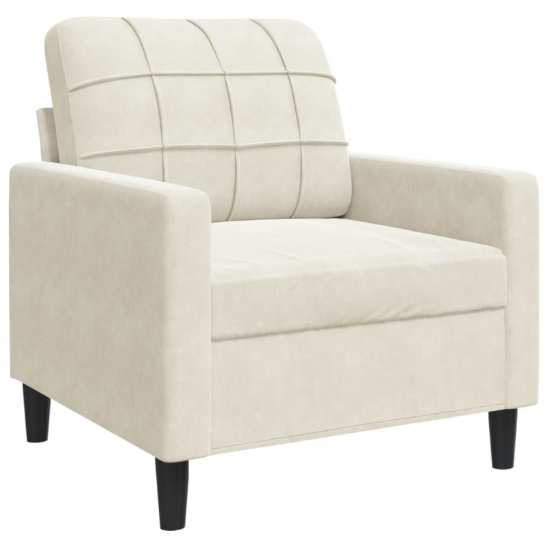 Fotel, kremowy, 60 cm, obity aksamitem