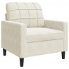 Fotel, kremowy, 60 cm, obity aksamitem