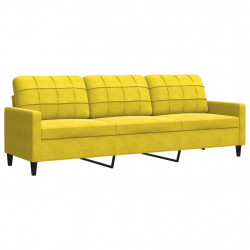 Sofa 3-osobowa, żółty, 210 cm, tapicerowana aksamitem