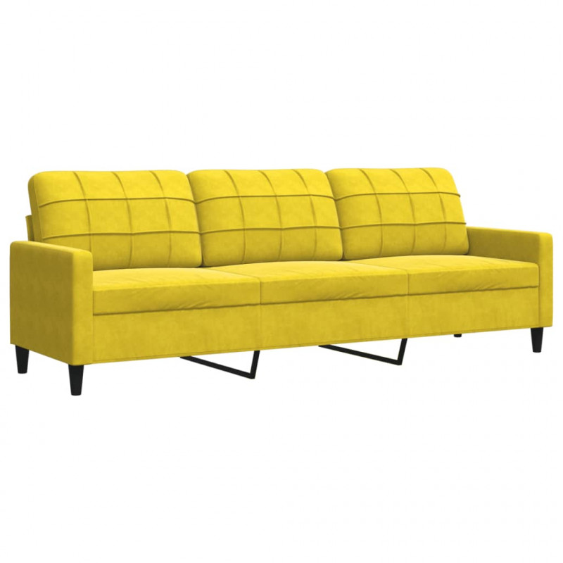 Sofa 3-osobowa, żółty, 210 cm, tapicerowana aksamitem