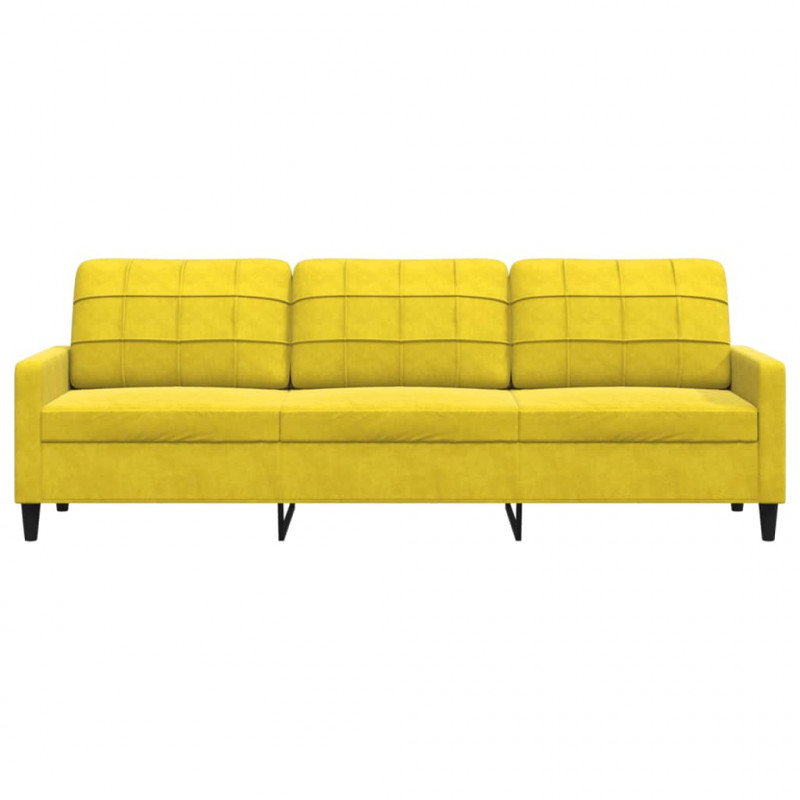 Sofa 3-osobowa, żółty, 210 cm, tapicerowana aksamitem