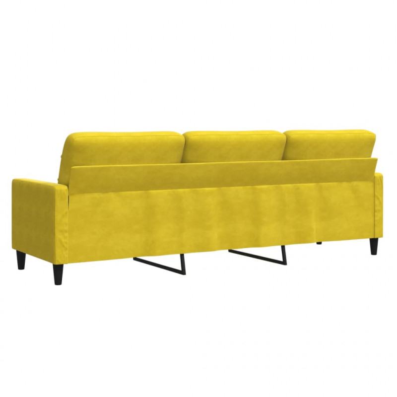 Sofa 3-osobowa, żółty, 210 cm, tapicerowana aksamitem