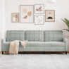 Sofa 3-osobowa, jasnoszary, 210 cm, obita aksamitem