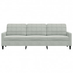 Sofa 3-osobowa, jasnoszary, 210 cm, obita aksamitem