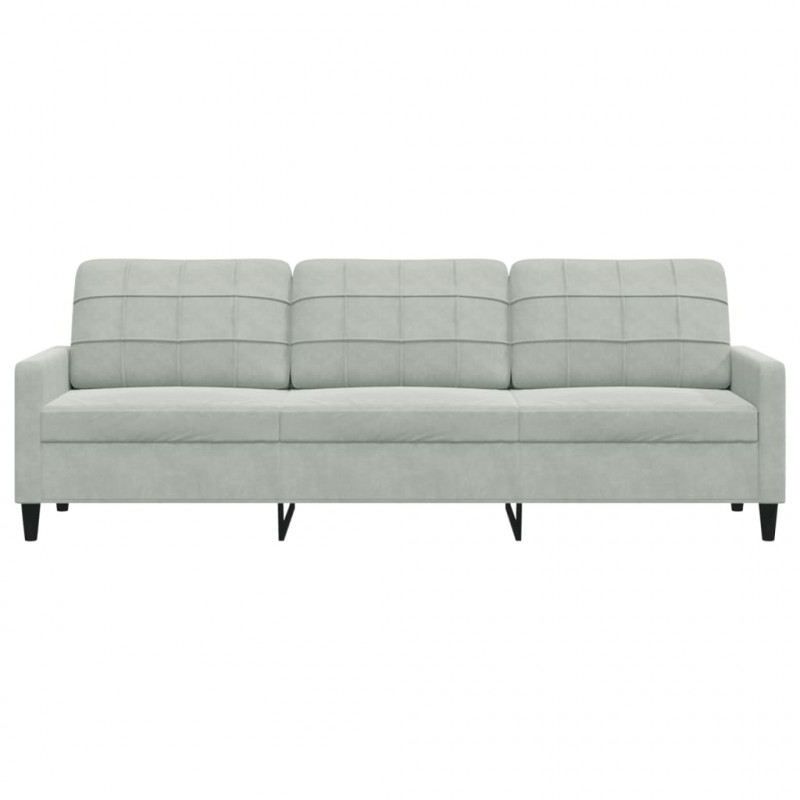 Sofa 3-osobowa, jasnoszary, 210 cm, obita aksamitem