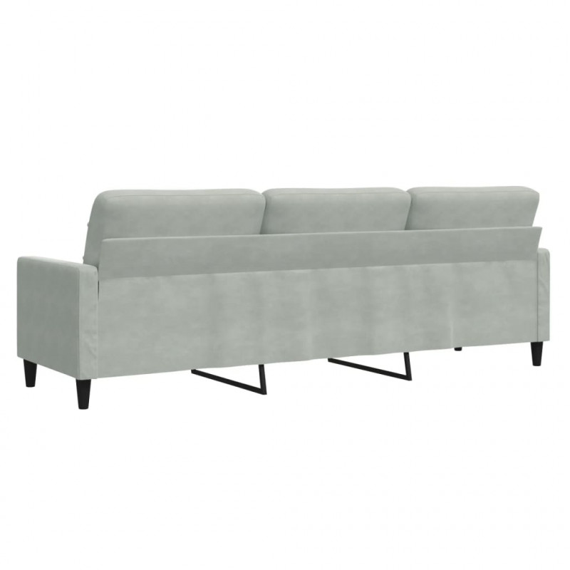 Sofa 3-osobowa, jasnoszary, 210 cm, obita aksamitem