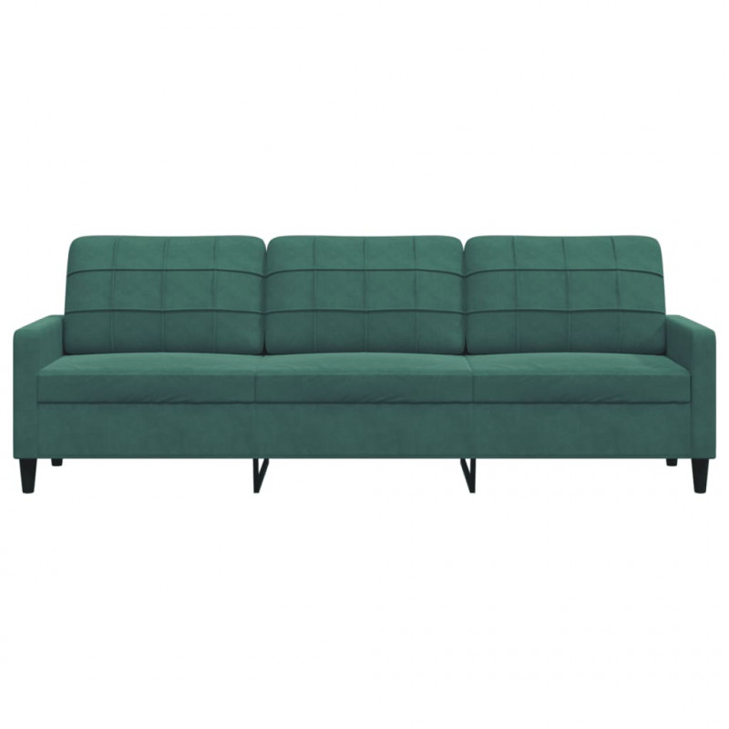 Sofa 3-osobowa, ciemnozielony, 210 cm, obita aksamitem