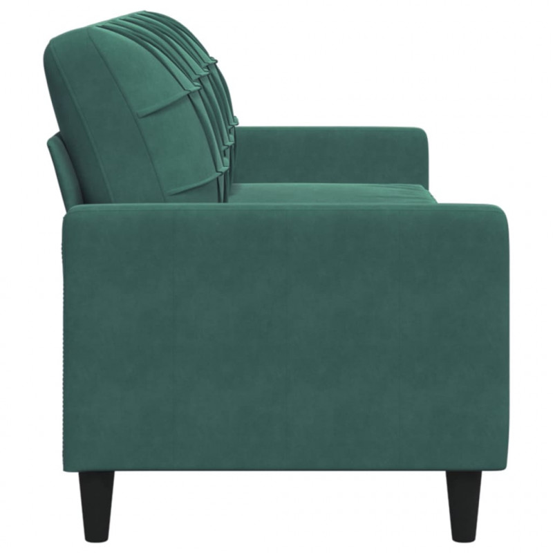 Sofa 3-osobowa, ciemnozielony, 210 cm, obita aksamitem