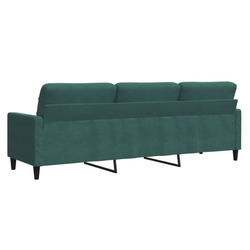 Sofa 3-osobowa, ciemnozielony, 210 cm, obita aksamitem