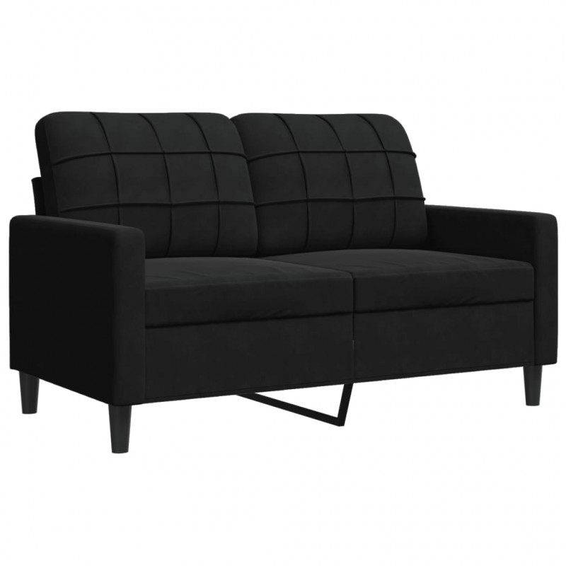 Sofa 2-osobowa, czarna, 120 cm, tapicerowana aksamitem
