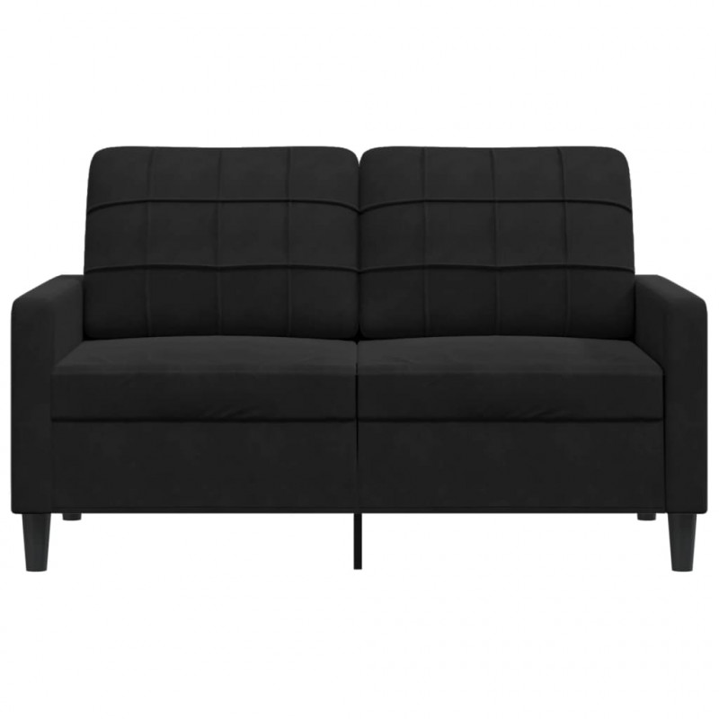Sofa 2-osobowa, czarna, 120 cm, tapicerowana aksamitem