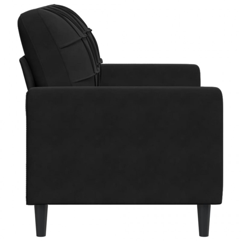 Sofa 2-osobowa, czarna, 120 cm, tapicerowana aksamitem