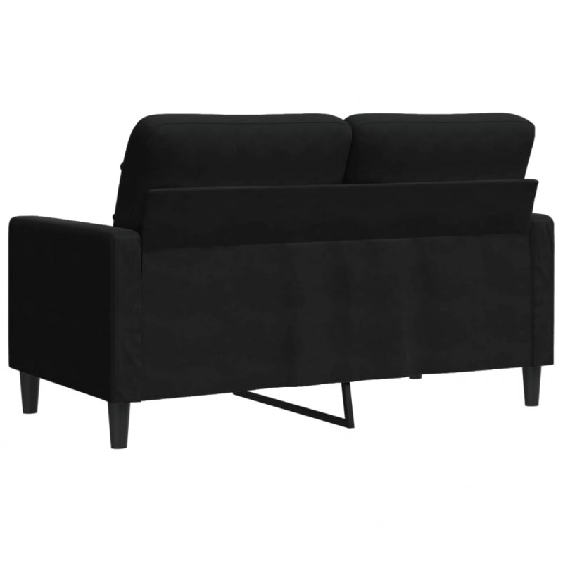 Sofa 2-osobowa, czarna, 120 cm, tapicerowana aksamitem