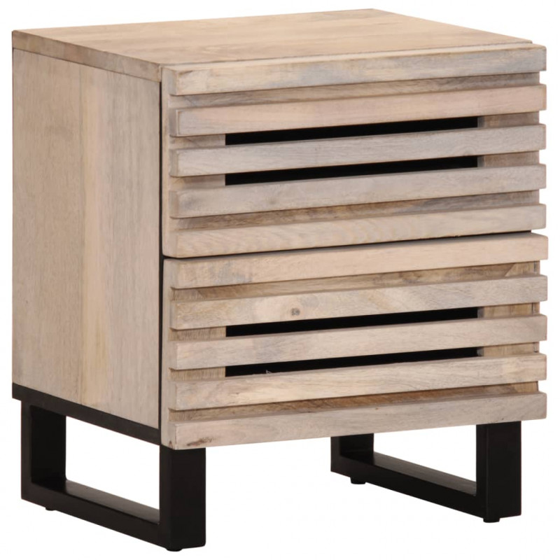 Szafki nocne, 2 szt., 40x34x46 cm, bielone drewno mango
