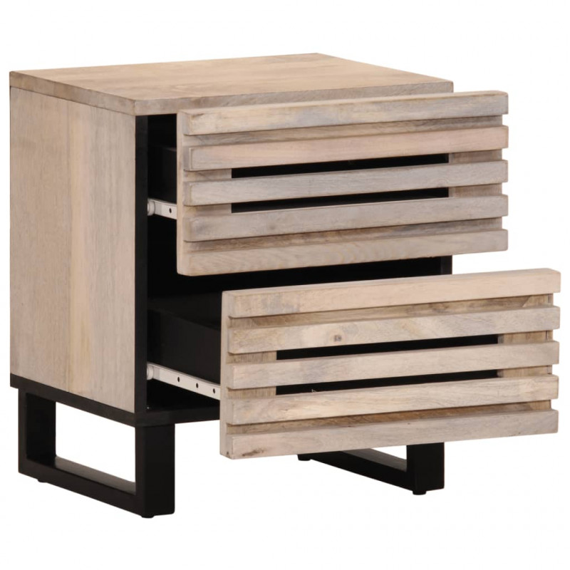 Szafki nocne, 2 szt., 40x34x46 cm, bielone drewno mango