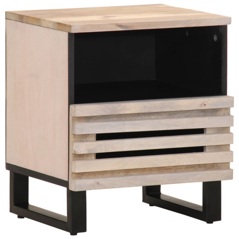 Szafki nocne, 2 szt., 40x34x46 cm, bielone drewno mango