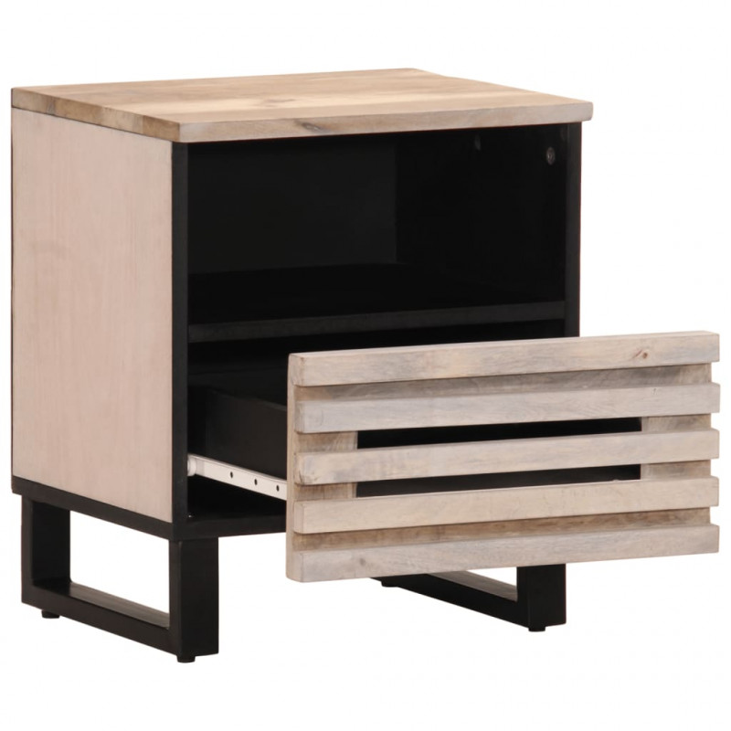 Szafki nocne, 2 szt., 40x34x46 cm, bielone drewno mango