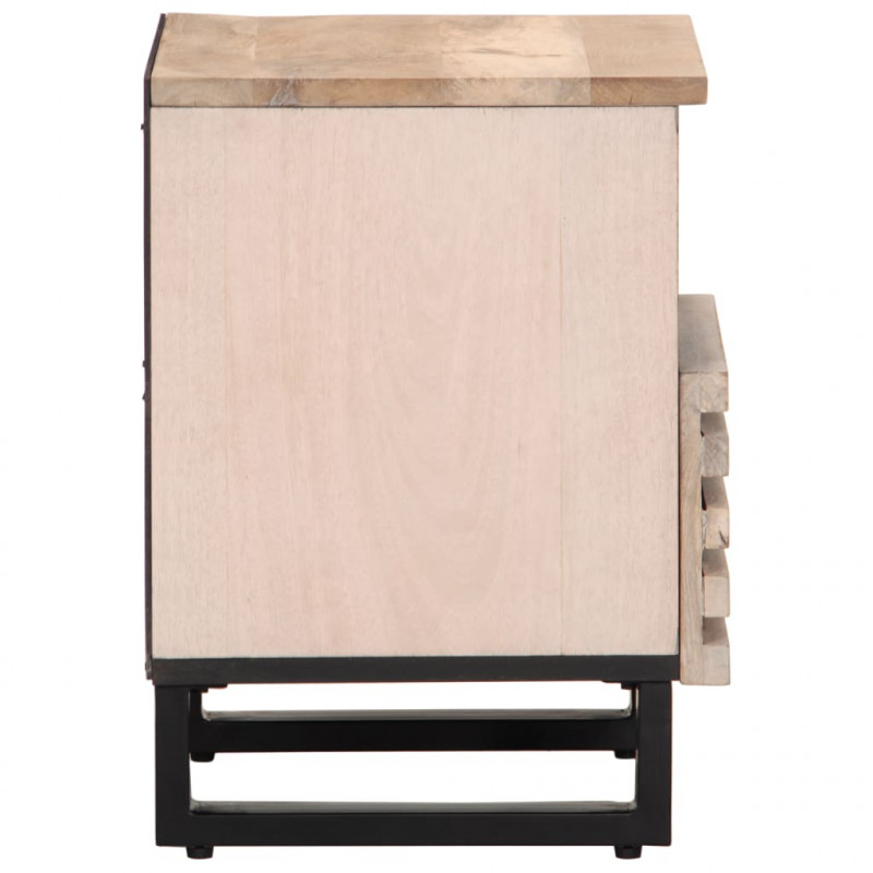 Szafki nocne, 2 szt., 40x34x46 cm, bielone drewno mango