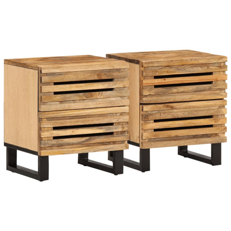 Szafki nocne, 2 szt., 40x34x46 cm, lite surowe drewno mango