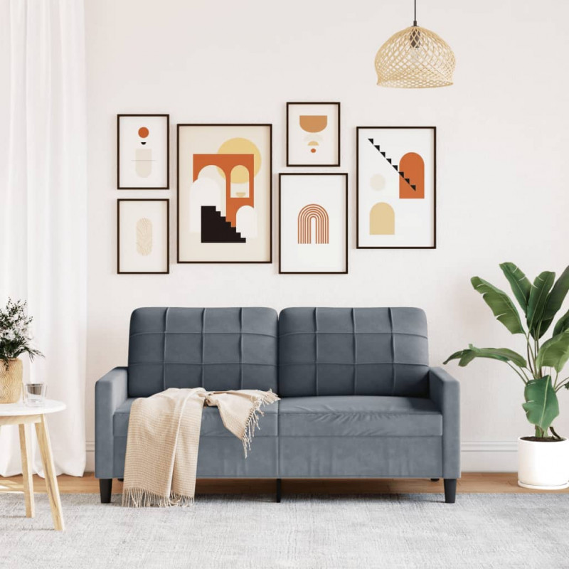 Sofa 2-osobowa, ciemnoszary, 140 cm, tapicerowana aksamitem