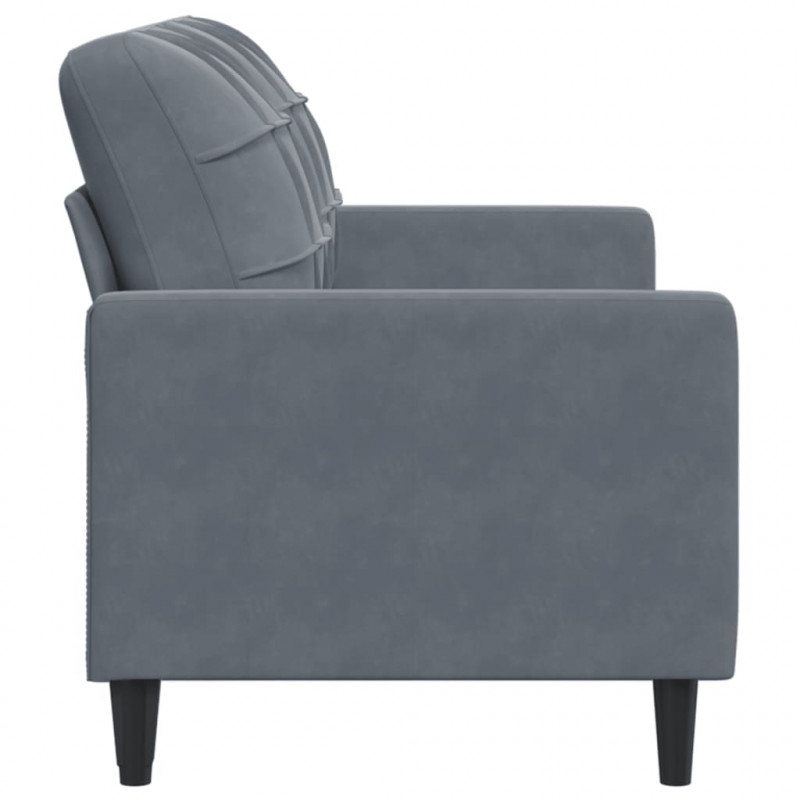 Sofa 2-osobowa, ciemnoszary, 140 cm, tapicerowana aksamitem