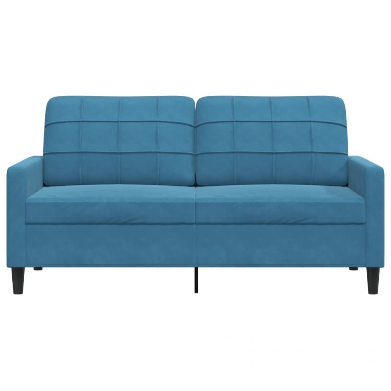 Sofa 2-osobowa, niebieski, 140 cm, tapicerowana aksamitem