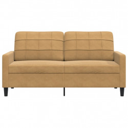 Sofa 2-osobowa, brązowa, 140 cm, tapicerowana aksamitem