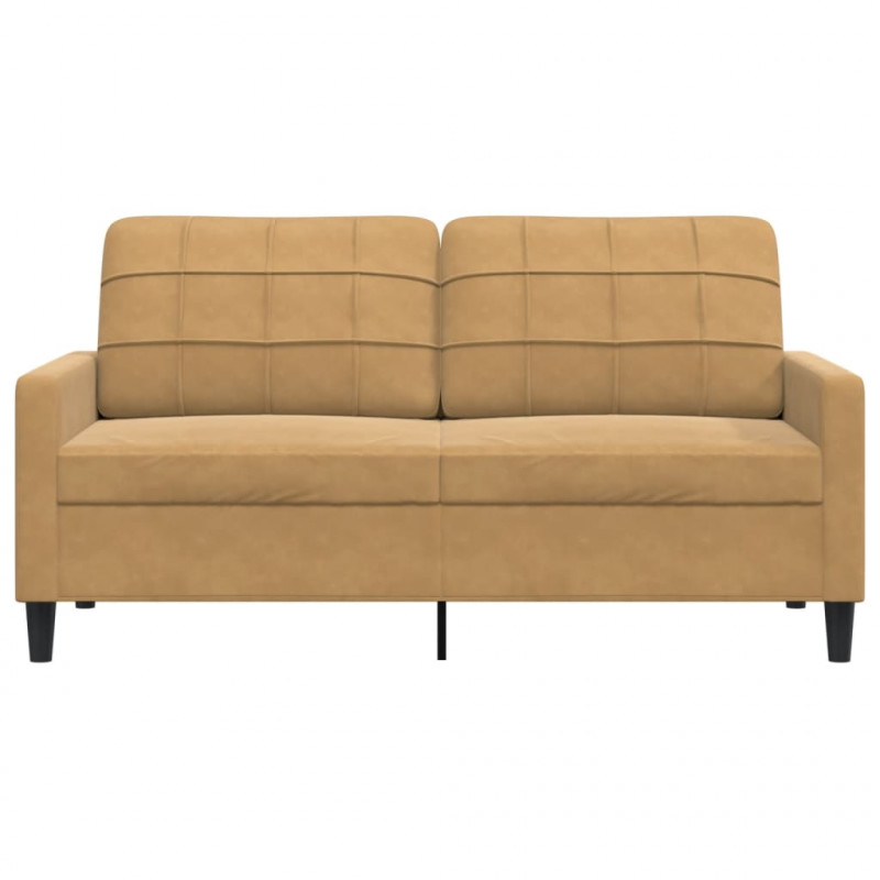 Sofa 2-osobowa, brązowa, 140 cm, tapicerowana aksamitem