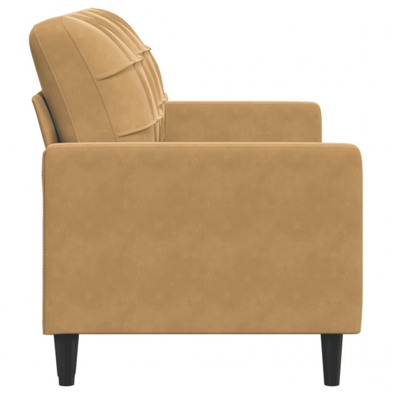 Sofa 2-osobowa, brązowa, 140 cm, tapicerowana aksamitem