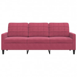 Sofa 3-osobowa, winna czerwień, 180 cm, obita aksamitem