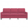 Sofa 3-osobowa, winna czerwień, 180 cm, obita aksamitem