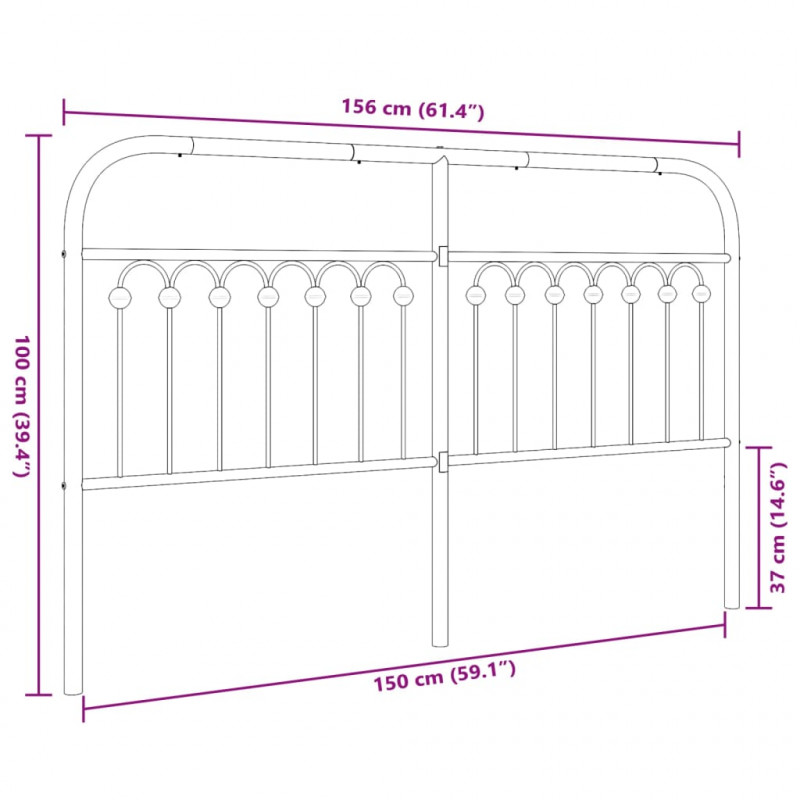 Metalowe wezgłowie, czarne, 150 cm