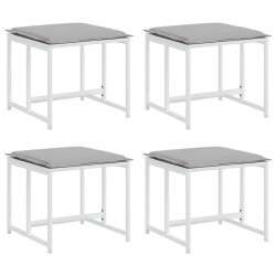 Krzesła ogrodowe z poduszkami, 4 szt., białe, stal i textilene