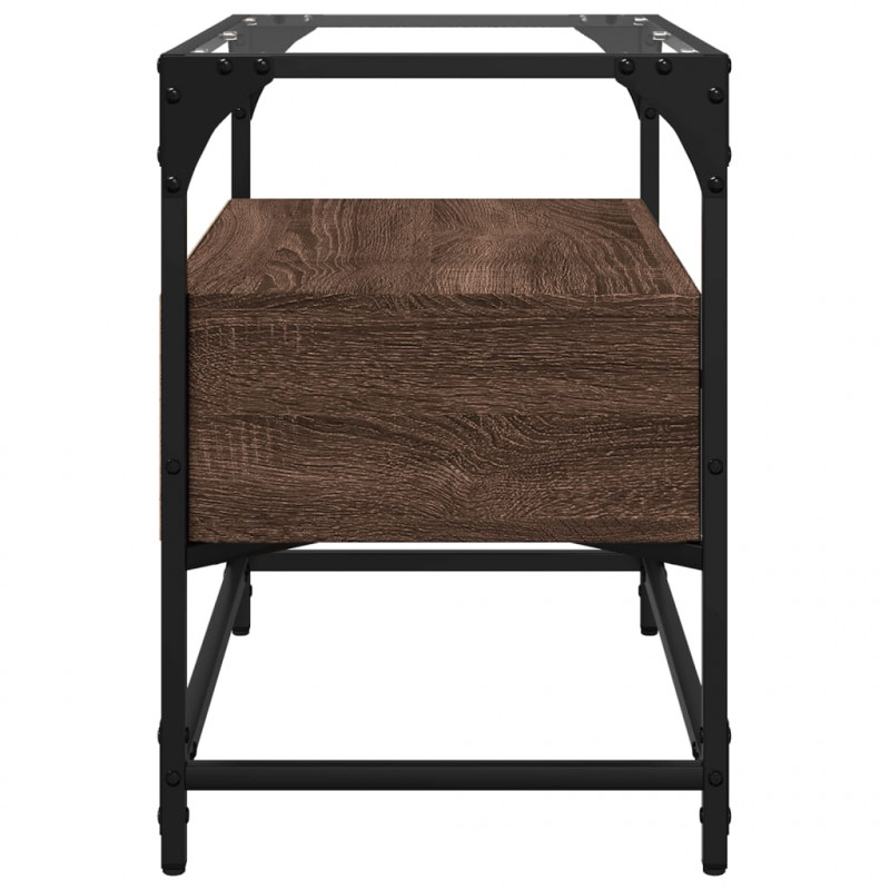 Szafka pod TV ze szklanym blatem, brązowy dąb, 60x35x51 cm